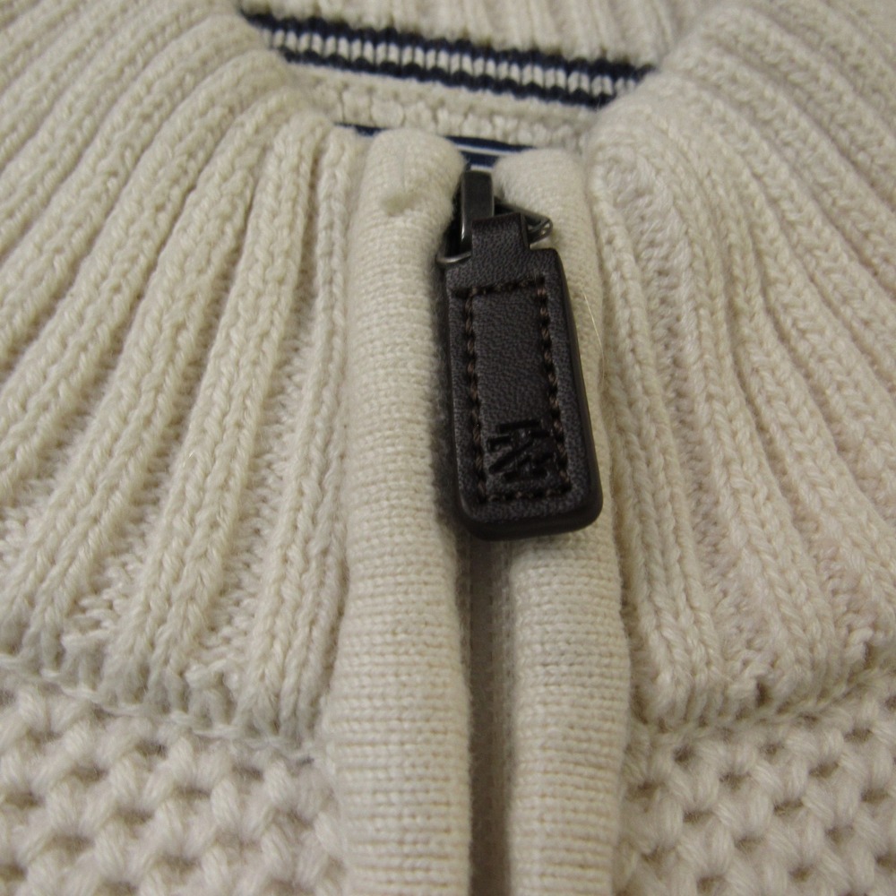 IZOD Sweater Mens XL White 1/4 Zip Mock‎ Neck Fair Isle Pullover Waffle Knit Ski - Picture 8 of 11